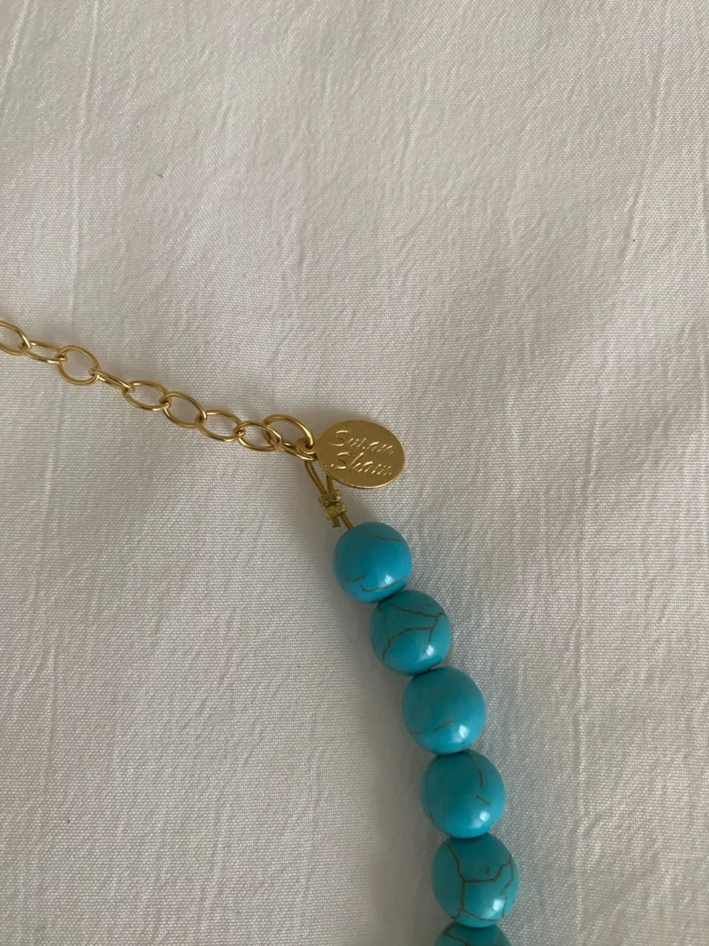 Susan Shaw American Indian Nickel Turquoise Necklace - Picture 4 of 6